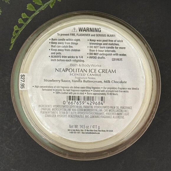BBW Neapolitan Ice Cream Bath & Body Works 3 Wick Candle - Picture 10 of 10